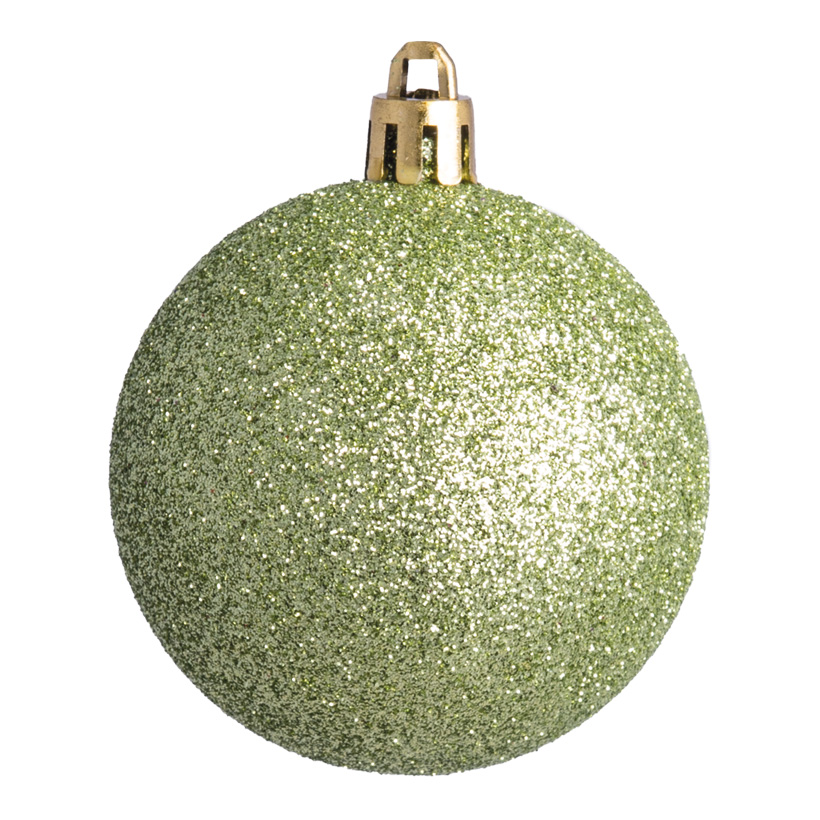 Boule de Noël, menthe, Ø 6cm avec gitter, en plastique, 12 pièces / blister