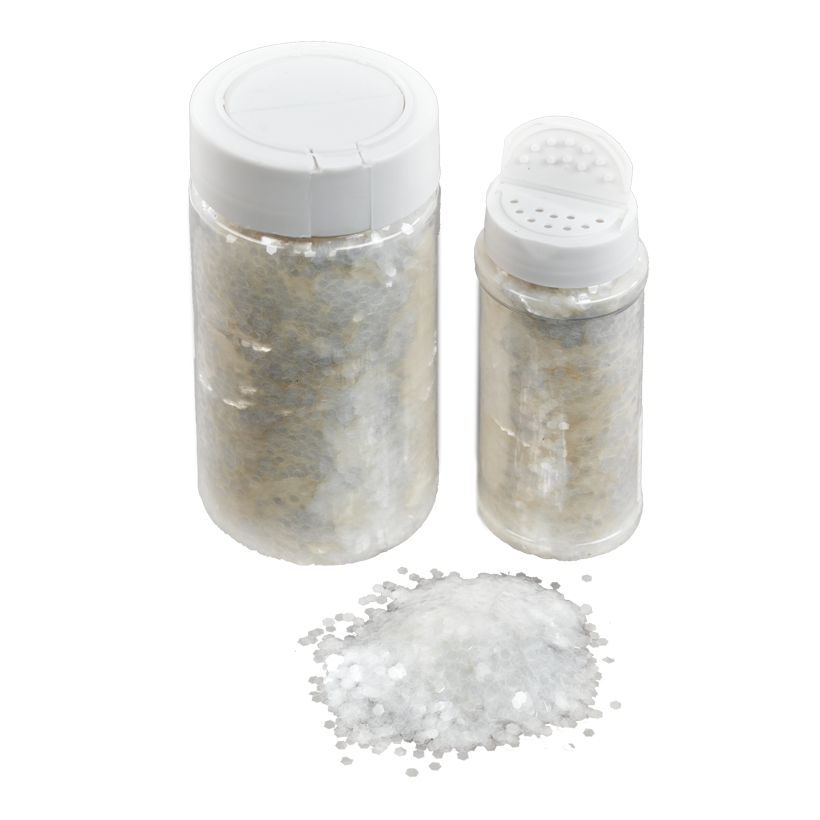 Coarse glitter in shaker can, 250g/can, plastic
