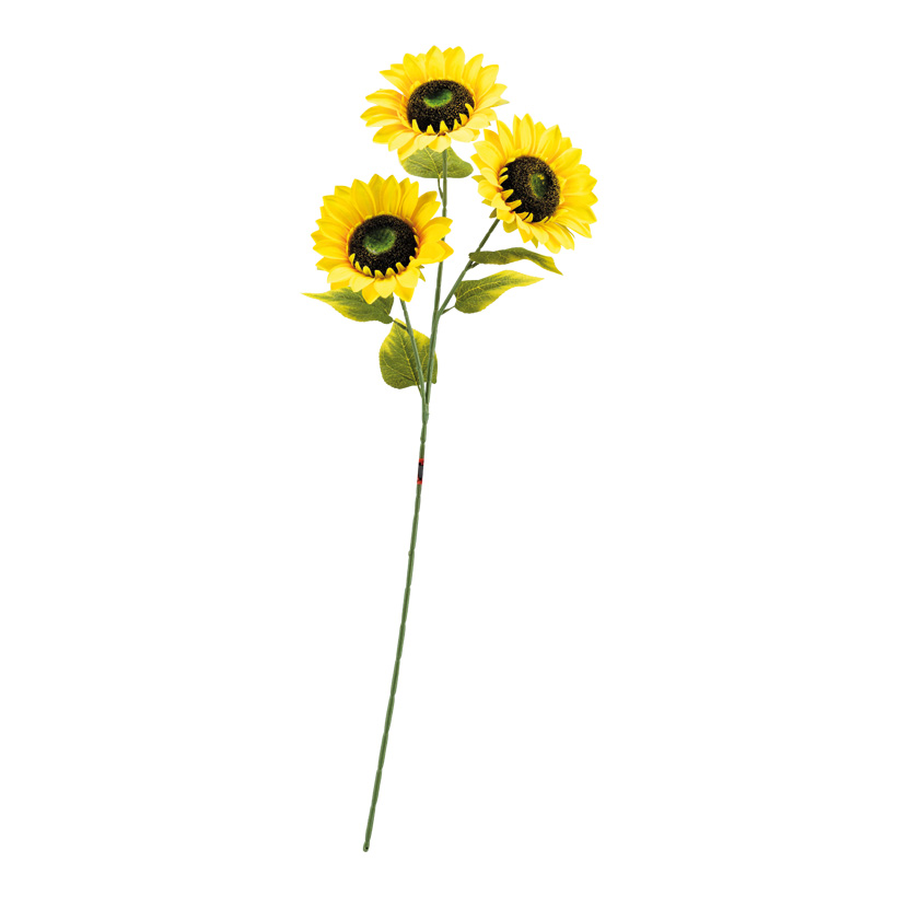 Tournesol, 90cm Blüte: Ø 18cm 3-fois, en plastique/soie synthétique, 5 feuilles