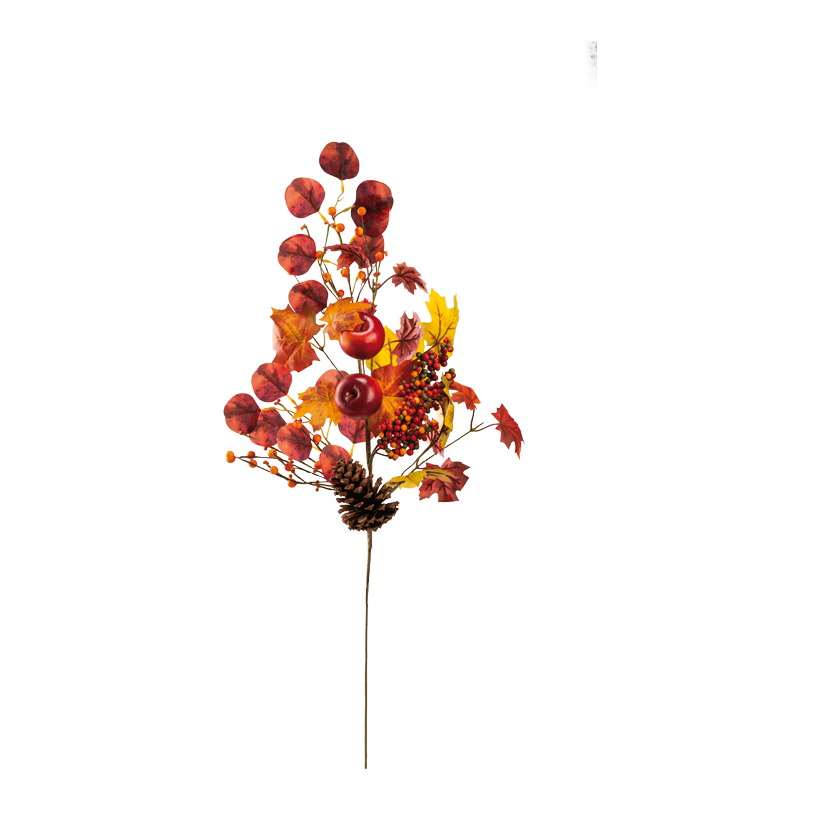 Autumn twig, 85cm out of styrofoam/artificial silk/natural material, with berries, apples and pine cones