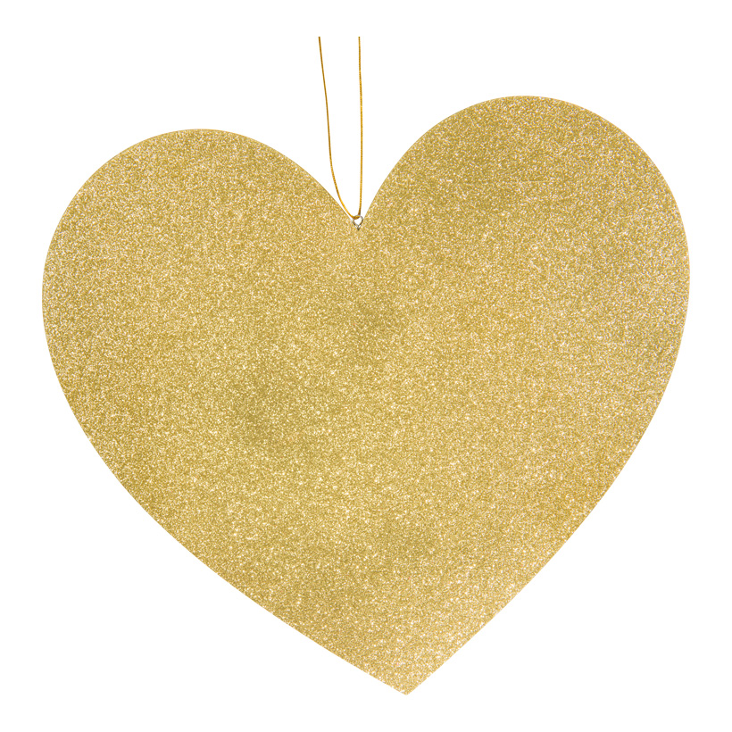 Heart with hanger, 40cm Dicke: 5mm, ouf of wood, flat, with glitter, double-sided