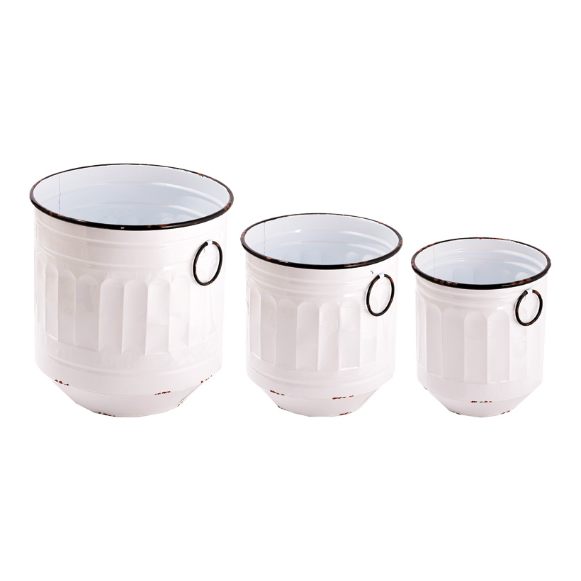 # Metal buckets, set of 3, 26xØ23cm, 30xØ28cm, 35xØ33cm, with 2 handles