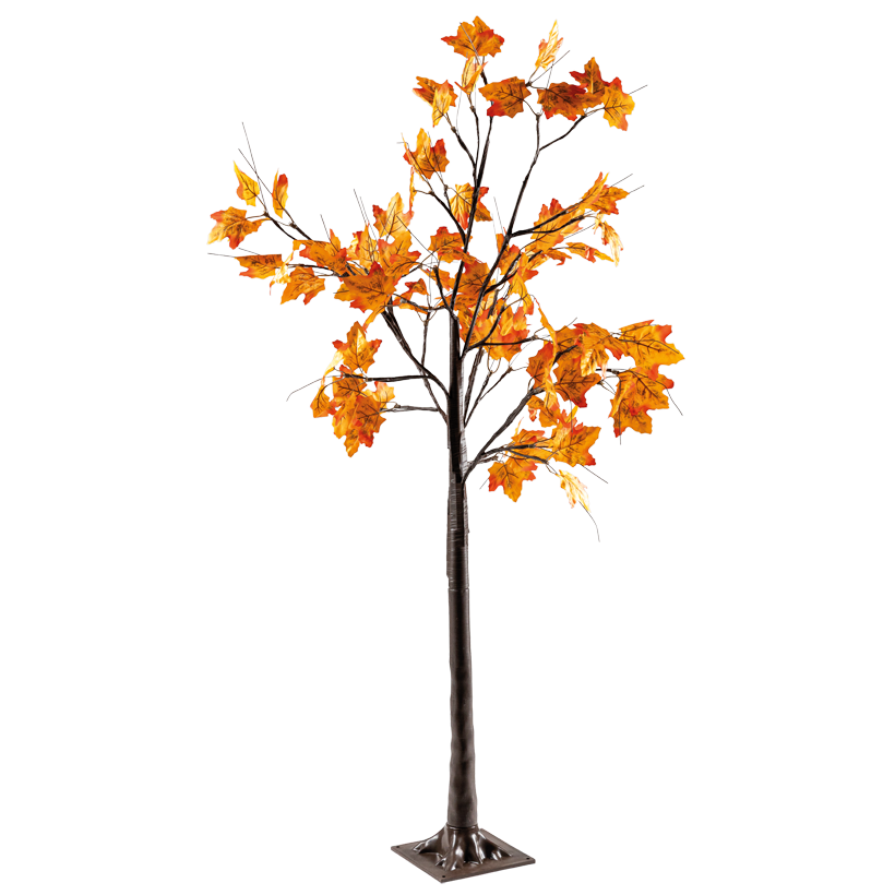 Autumn tree with 48 LEDs 120cm 3-part out of plastic and artificial silk, with USB connector, for indoor use
