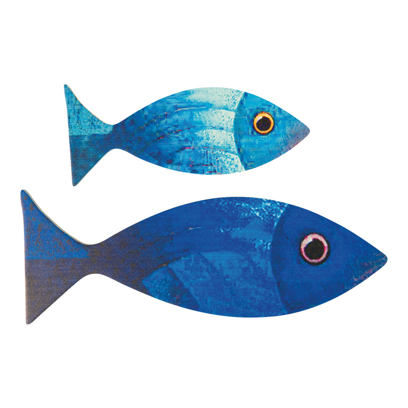 Fish, 20x7,3x1cm 30x10x1cm in a set of 2, out of wood, one-sided, for hanging or placing