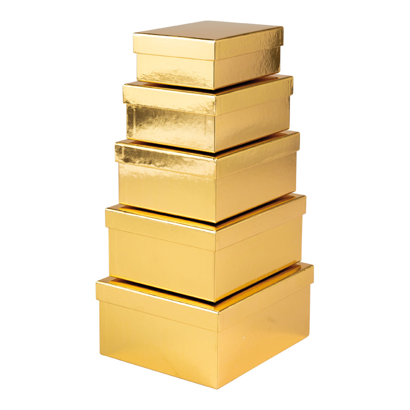 Geschenkboxen, 22x19x10cm, 20,5x17x9cm & 19x15,5x8cm 17,5x14x7cm, 16x12x6cm 5 Stk./Set, glänzend, rechteckig, ineinander passend