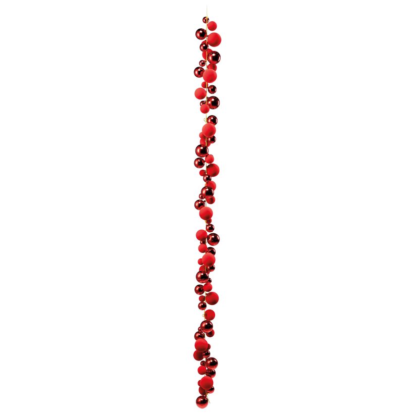 Ball chain with 72 balls, 180cm out of plastic, each 9x shiny and 9x velvet in 3cm/4cm/5cm/6cm