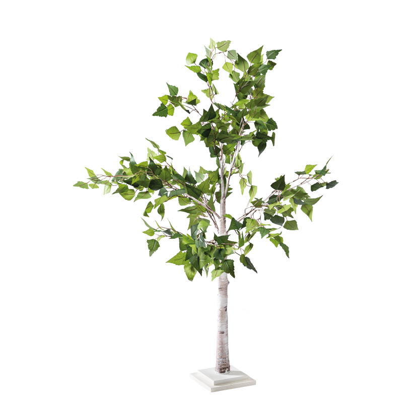 Birkenbaum, 120cm MDF Holzfuß: 17x16,5x3,5cm Stamm aus Hartpappe, Blüten aus Kunstseide