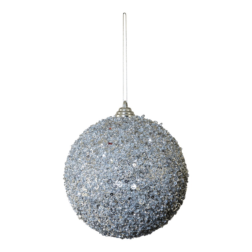 Kugel mit Pailletten, Ø 15cm aus Styropor/Kunststoff, mit Hänger, beglittert