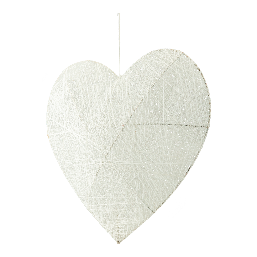 3D Herz, 40cm aus Draht mit Baumwolle, mit Hänger