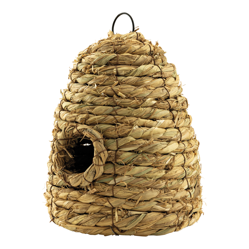 Beehive, 22cm Ø 16cm out of straw, to hang