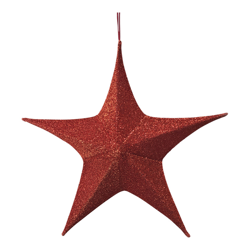 Textilstern, 5-zackig, Ø 40cm glitzernd, faltbar, mit Reißverschluss und Hänger
