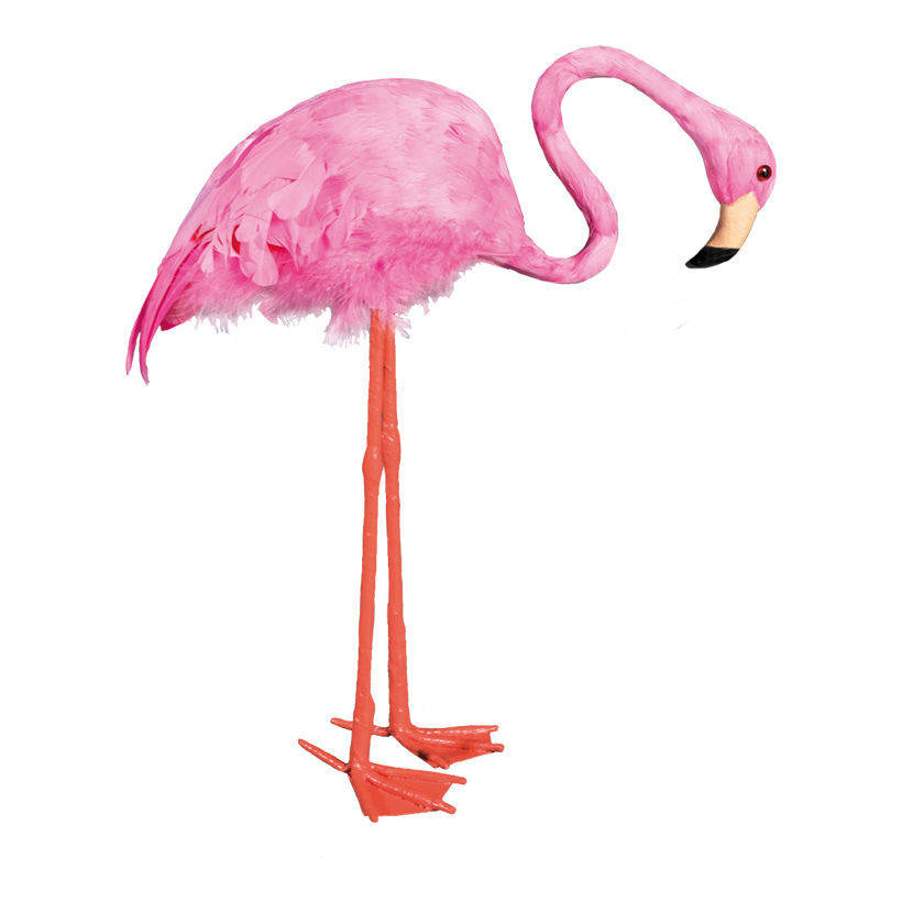Flamingo, 37x12,5x47cm Kopf gesenkt, aus Styropor, mit Federn