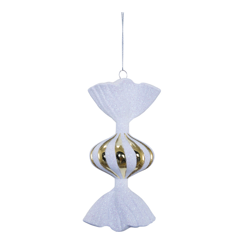 Candy, 15,5cm out of plastic, onion-shaped, glitter, with hanger