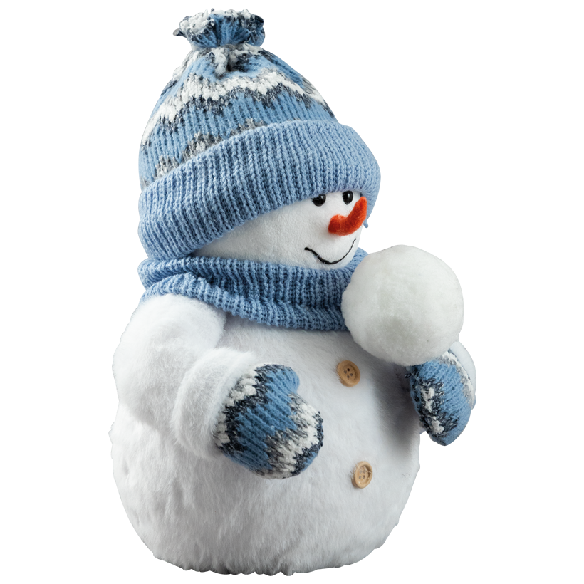 Snowman, 23x23x30cm out of styrofoam and fabric, with snowball