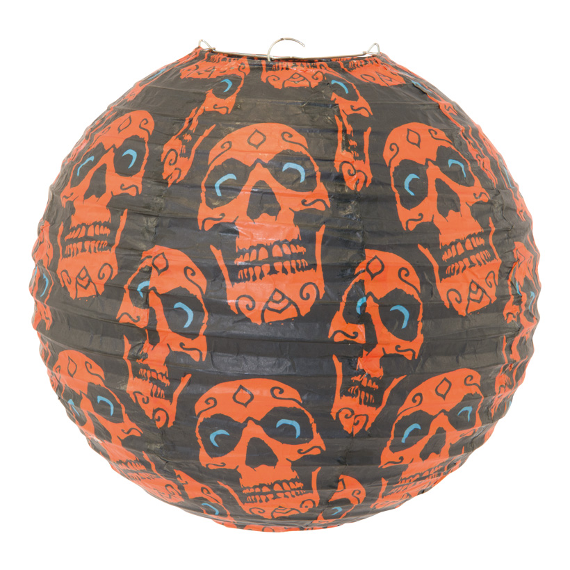 paper lantern, Ø 30cm with skulls, foldable