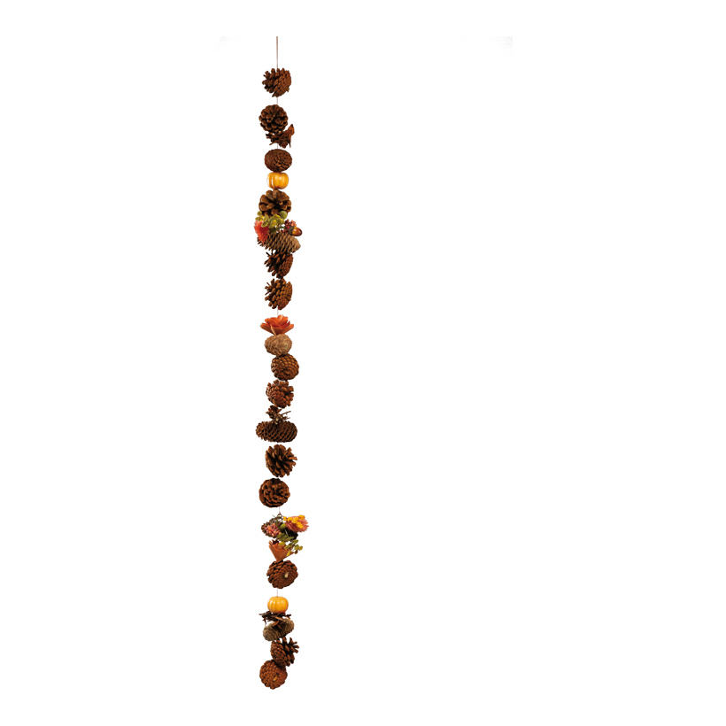 Pine cones garland, 120cm out of artificial silk/natural material, with real cones