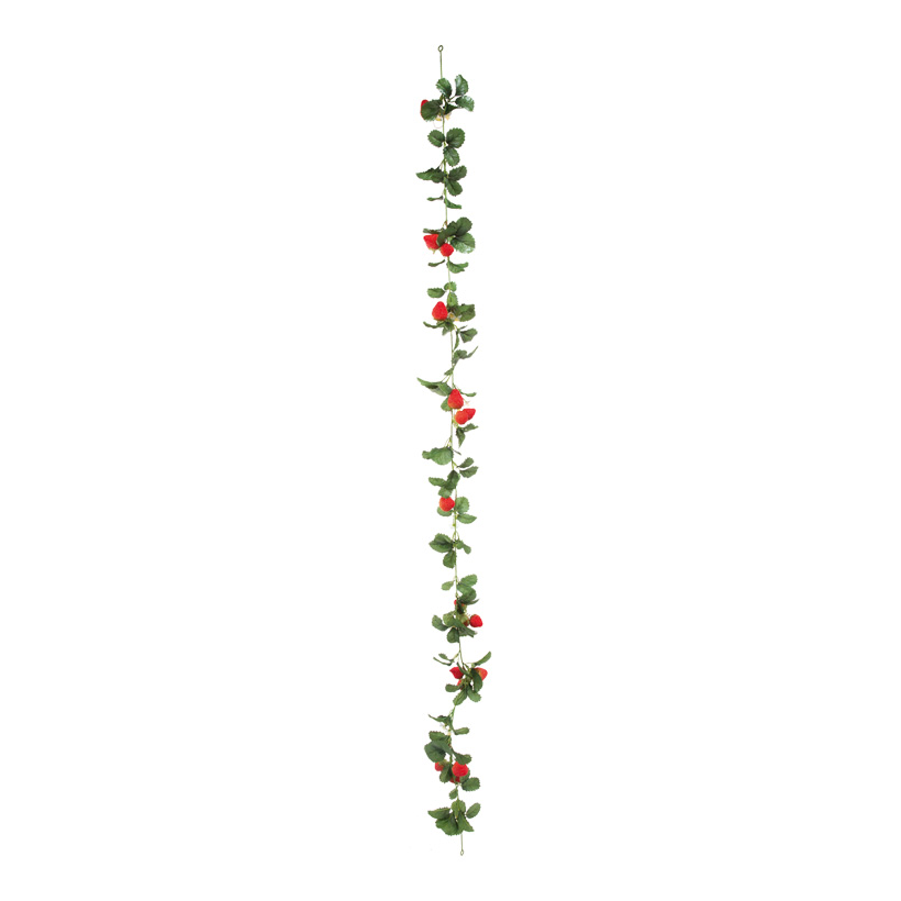 Erdbeerengirlande, 180cm, mit 18 Erdbeeren und Blüten