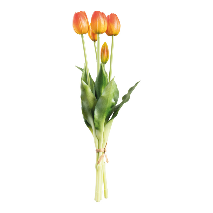 Bouquet de tulipes, 40cm Stiel: 35cm 5-fois, en plastique/soie artificielle, flexible, effet touche réelle