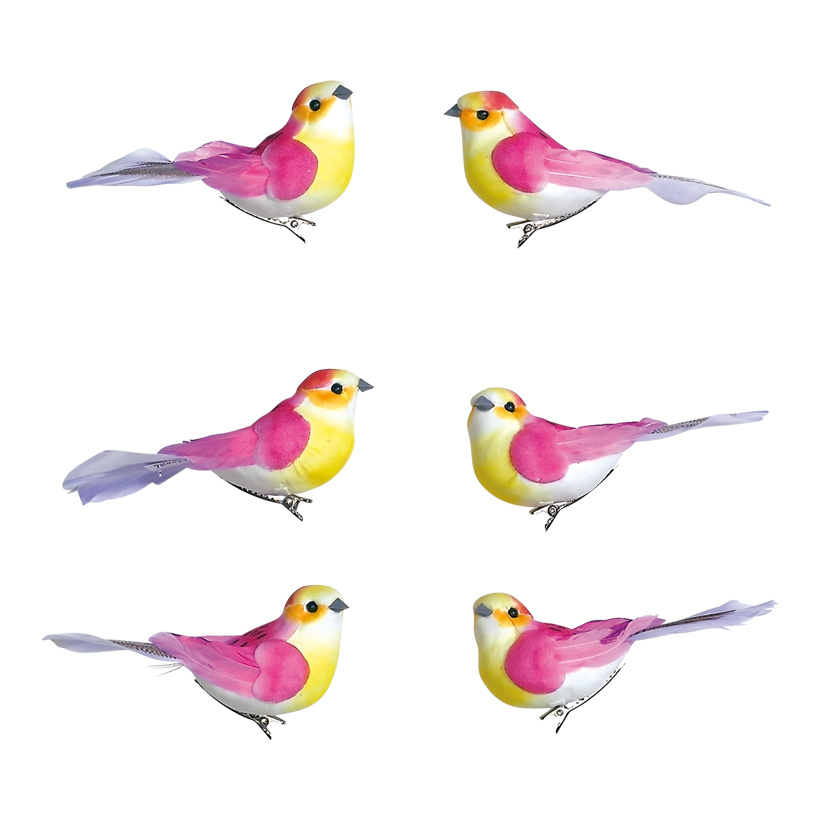 # Oiseaux 12x4,5x5 cm mousse/plumes, 6 pcs./set