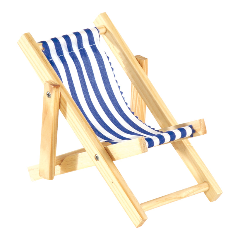 Deck chair, 10x20cm, striped, wood, cotton