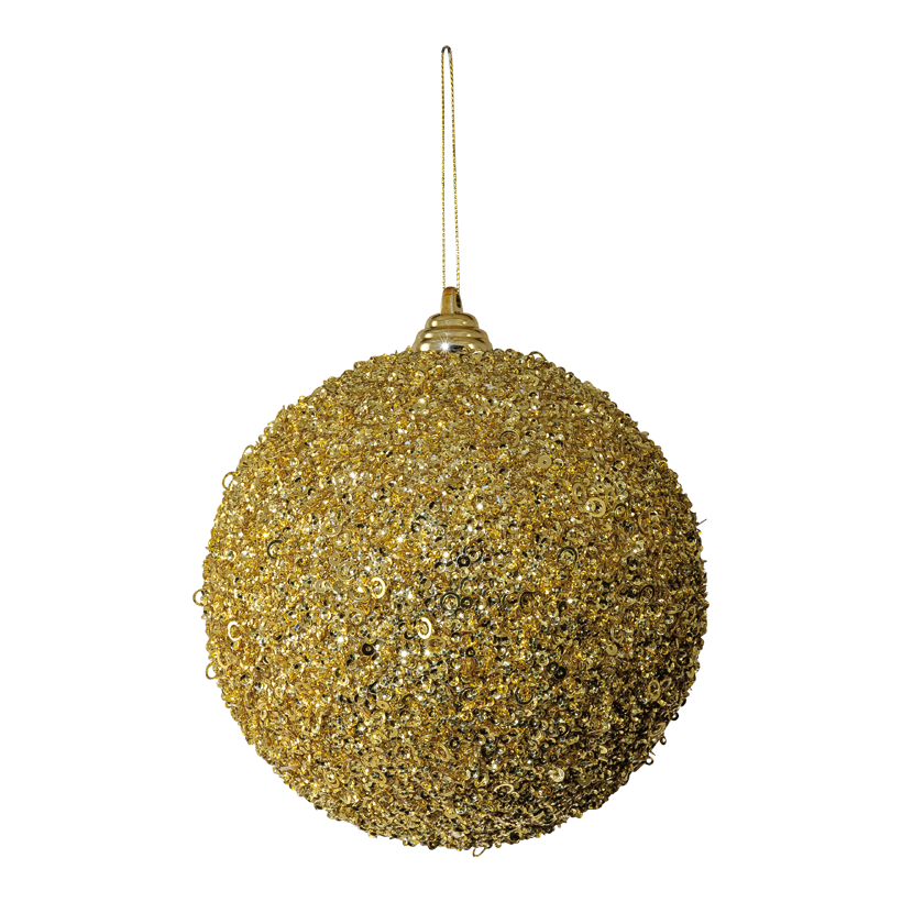 Kugel mit Pailletten, Ø 15cm aus Styropor/Kunststoff, mit Hänger, beglittert