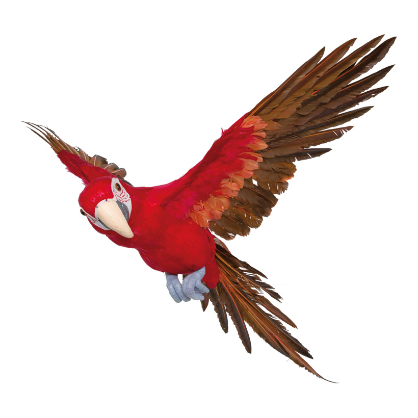 Parrot, flying, 73x76cm, styrofoam with feathers
