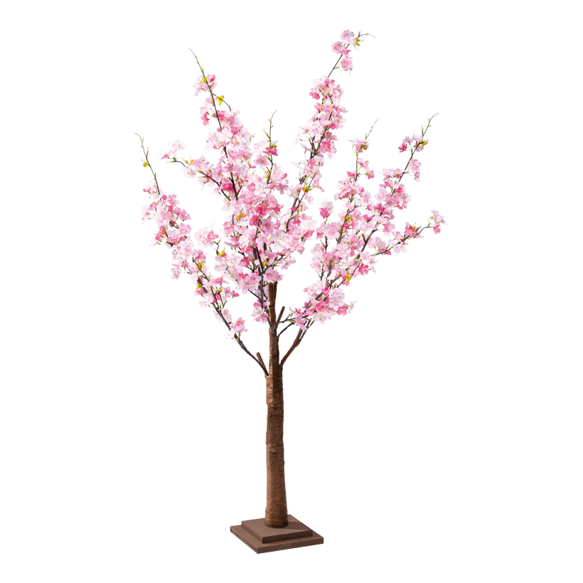 Cerisier en fleurs, 120cm MDF Holzfuß: 17x17x3,5cm tronc en carton dur, fleurs en soie artificielle