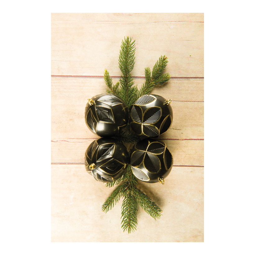 Weihnachtskugeln Ornamente, 10cm 4 Stk. aus Kunststoff, sortiert, im Blister mit Sichtfenster