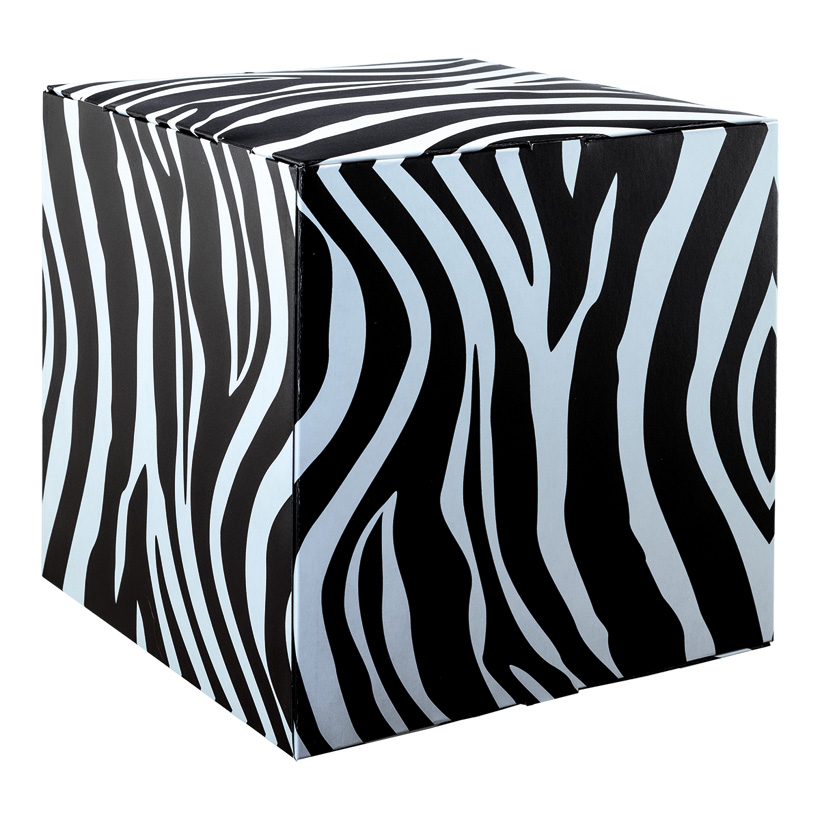 # Motivwürfel "Zebra", 32x32x32cm Pappkreuz innen zur Stabilisierung, hohe Druck- und Materialqualität, 450g/m², aus Pappe, faltbar