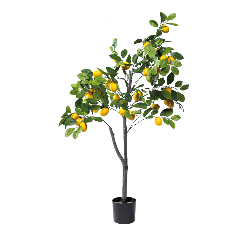 Zitronenbaum im Topf, 90cm Topf: Ø 12cm, Ø Zitronen: 3,5cm, Länge ca. 5cm aus Kunststoff/Kunstseide