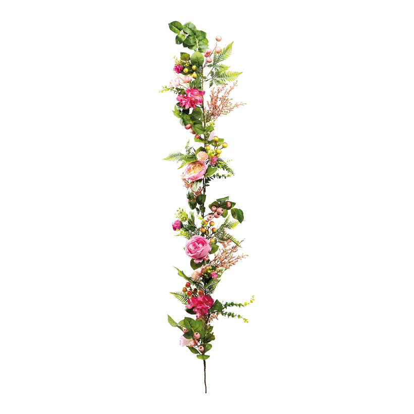 Garland with roses and chrysanthemum, 150cm out of plastic/artifcial silk