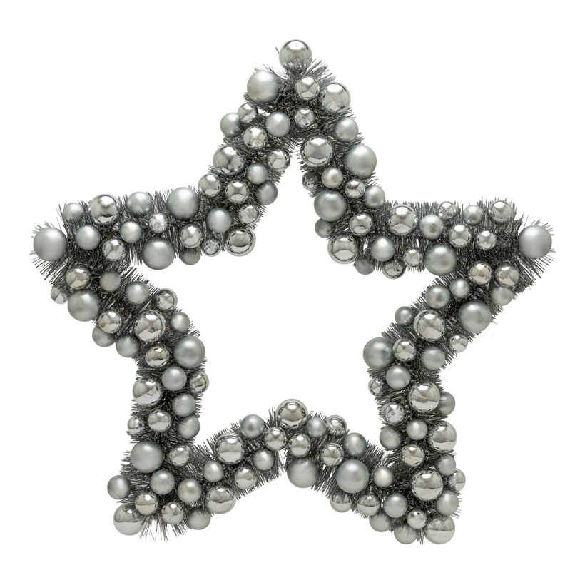 Étoile avec boules de Noël, 60cm en plastique, scintillant, décoré d'un côté
