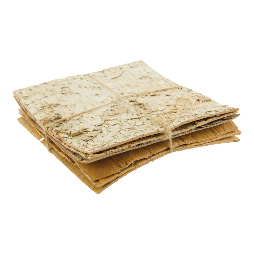 Bark panels, 20x20cm set of 6, natural, bundled, thickness 2-3mm