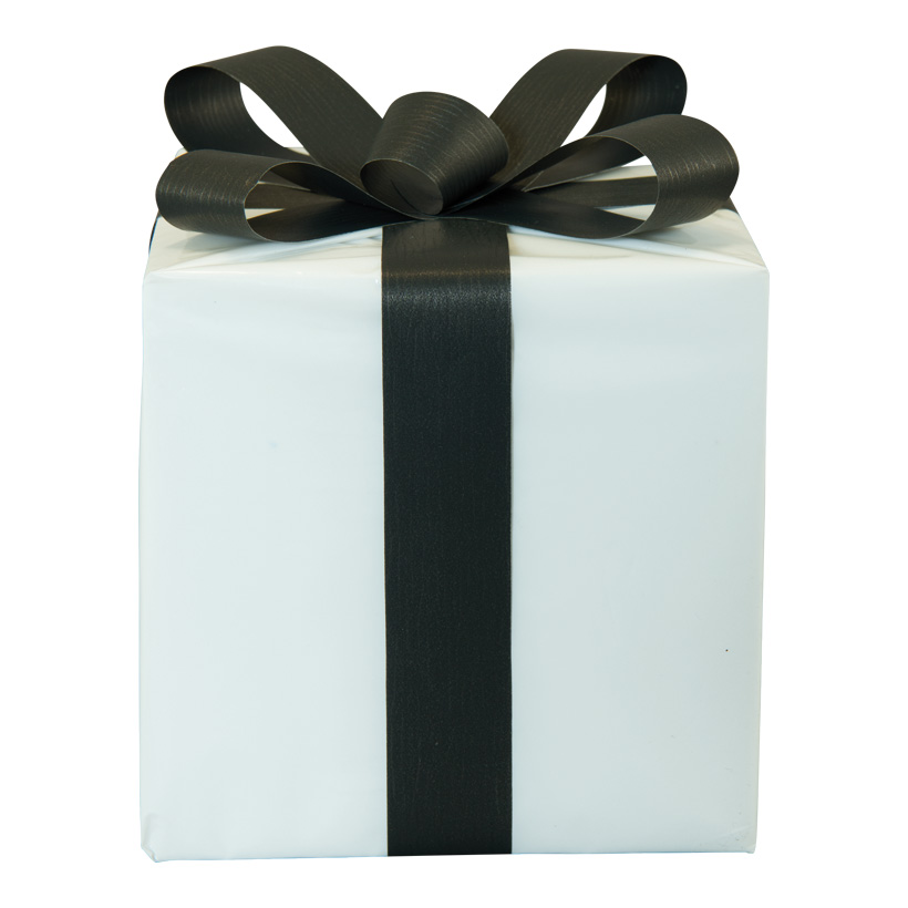 Paquet cadeau, 15x15cm en polystyrène, avec noeud de film