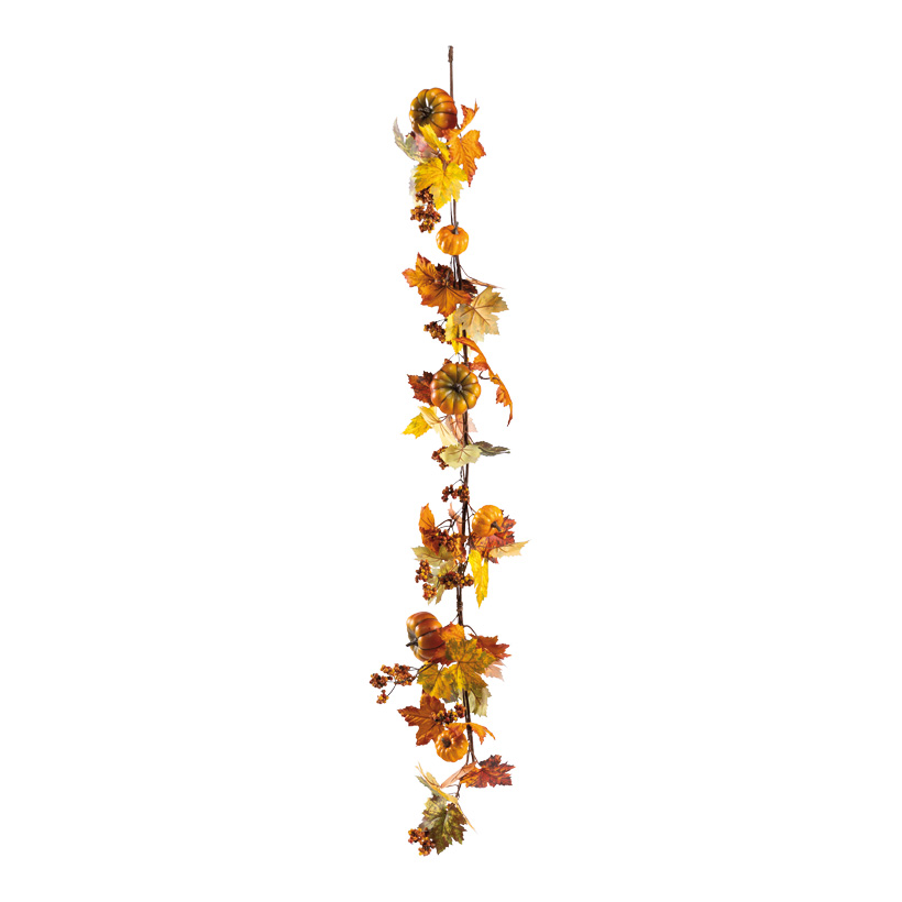 Autumnal garland, decorated, 150cm out of plastic/artificial silk, with berries, pumpkins, flexible