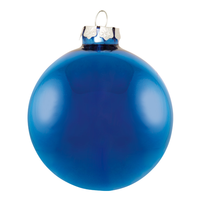 # Christmas balls, blue shiny, Ø 6cm, made of glass, 6 pcs./blister