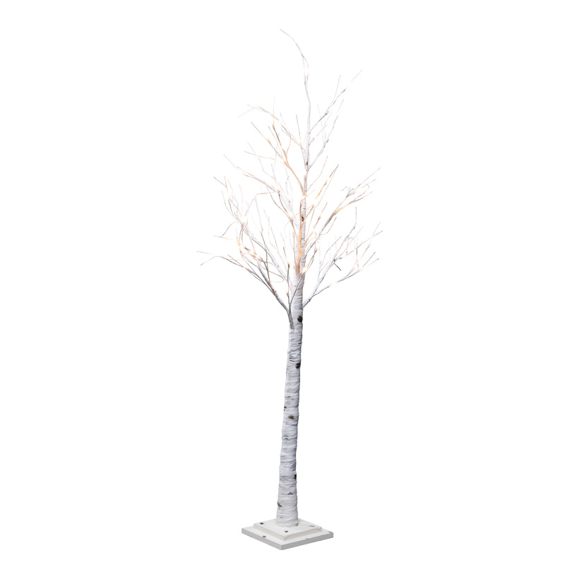 LED birch tree 150cm Holzfuß: 20x20x3,5cm with 72 LEDs, out of plastic, 5m supply cable, IP44 transformer, 24V