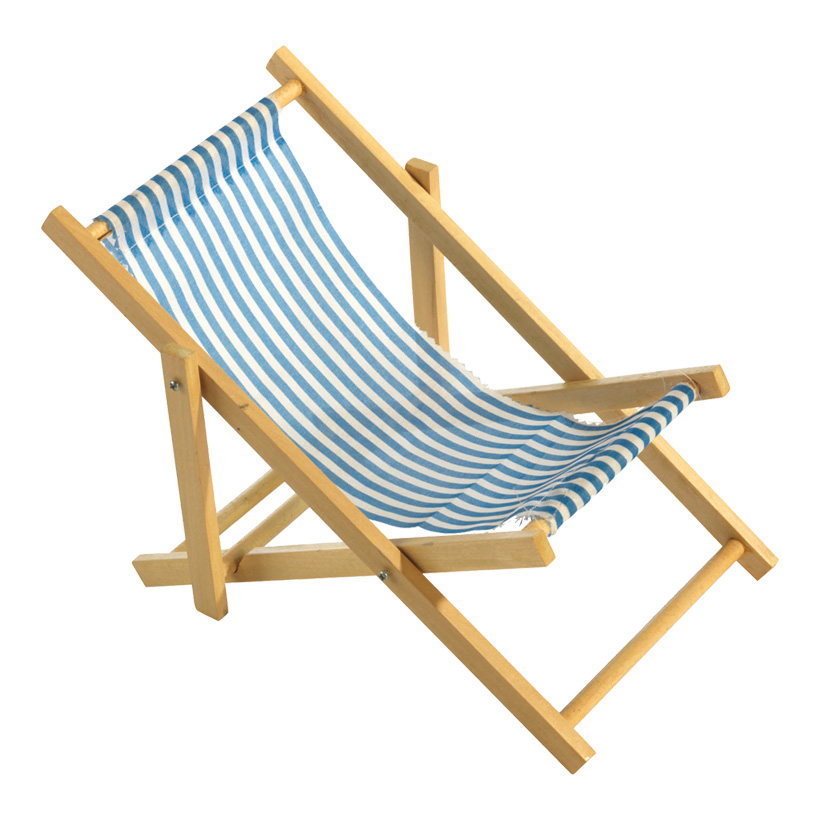 Deck chair, 18x38cm, striped, wood, cotton