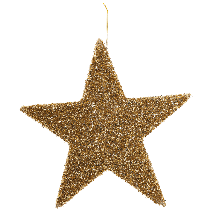 Star, Ø 30cm out of styrofoam, with tinsel glitter and hanger