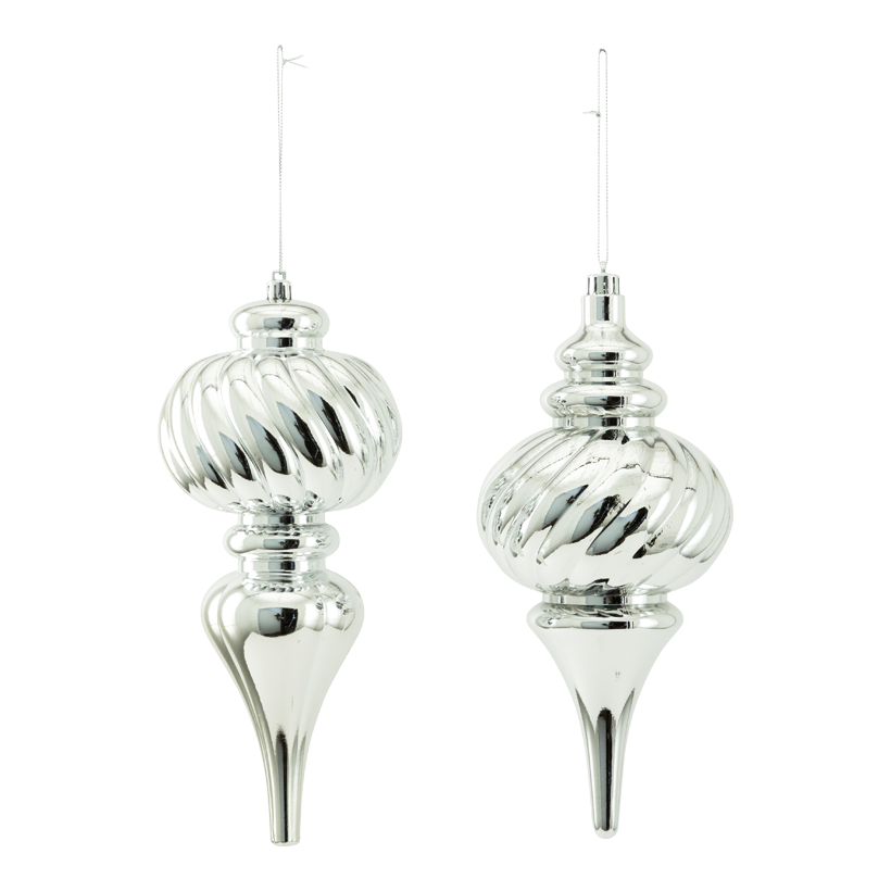 Ornamente, 25cm im 2-er Set, aus Kunststoff, spiralförmig, mit Hänger