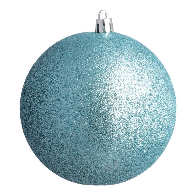 Boule de Noël, aqua, Ø 14cm avec gitter, en plastique