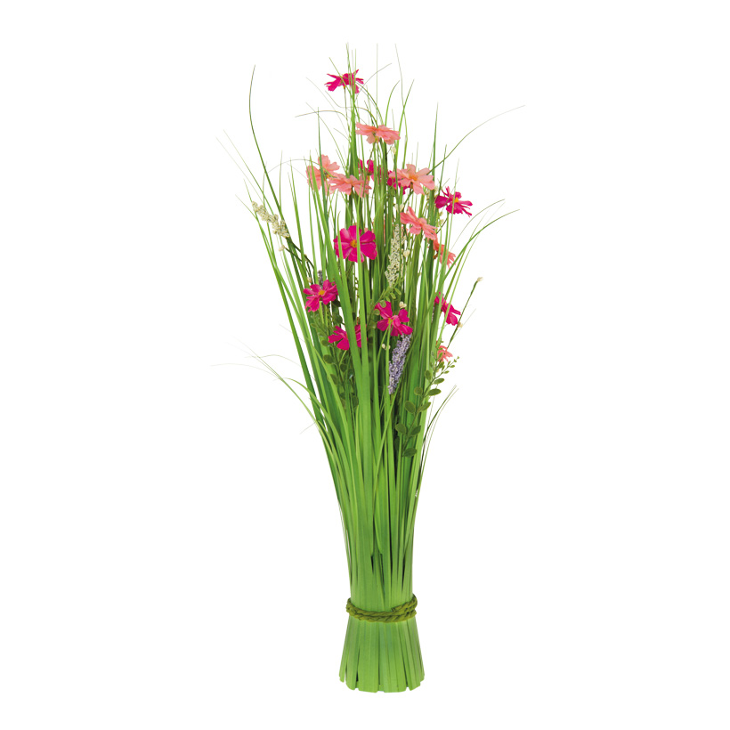 Bundle of grass with spring flowers, 70cm out of plastic/artificial silk