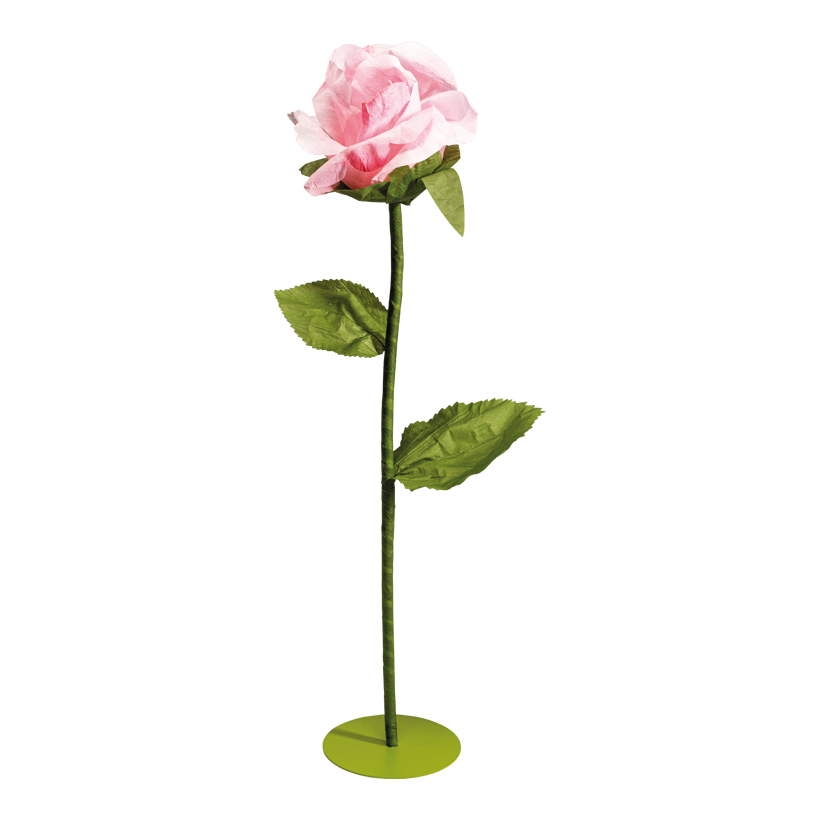 Rose head, Ø 30cm Metallfuß: Ø 25cm 3-parts, out of paper/plastic, with 120cm strem, with metalbase
