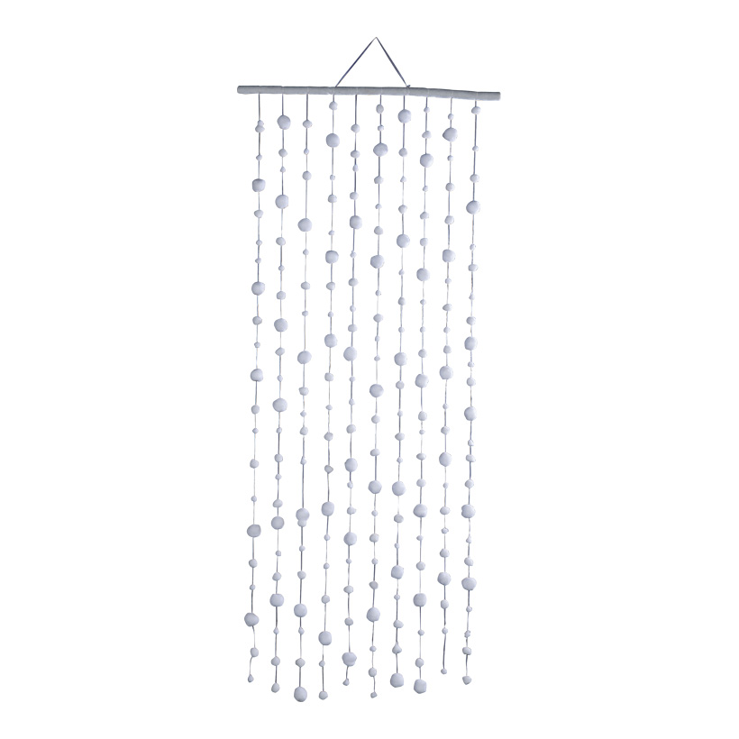 Snowball curtain, 180x80cm Ø 2/3/4,5cm 10-fold, out of cotton wool, Ø strip approx. 3cm, with hanger