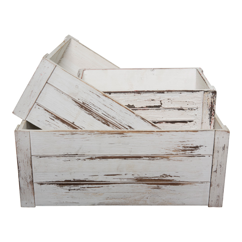 Boxes, 28x17x10cm, 34x23x13cm, 40x29x16cm, 3pcs./set, nested, wood, used look