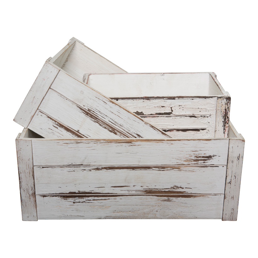 Kisten, 28x17x10cm, 34x23x13cm, 40x29x16cm, 3Stck./Satz, nestend, Holz, used look