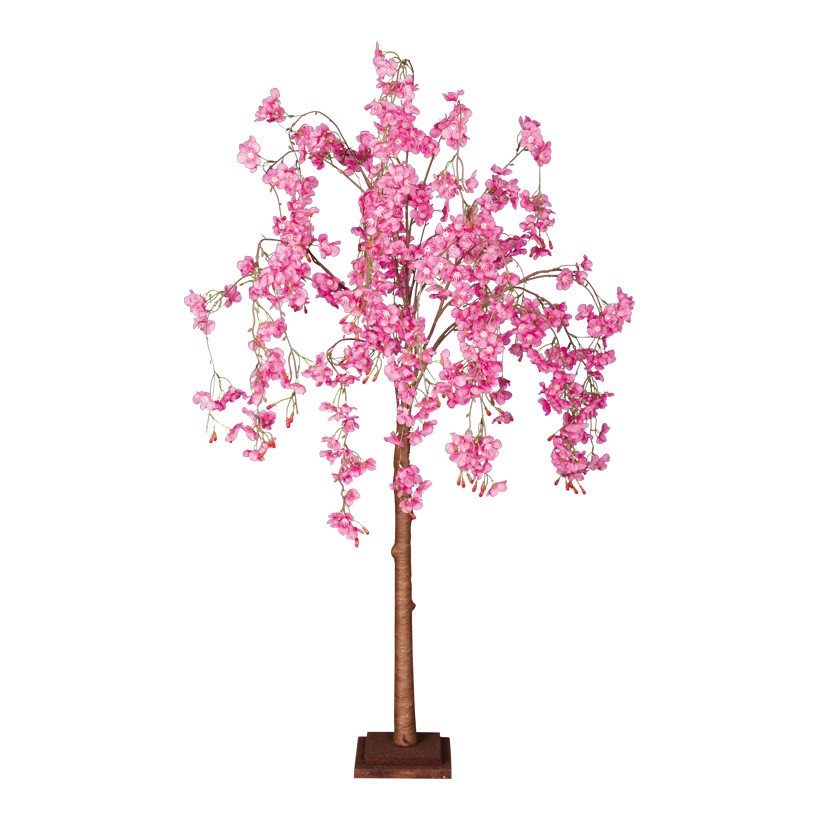 Kirschblütenbaum, 120cm Holzfuß:17x17x3,5cm, Stamm aus Hartpappe, Blüten aus Kunstseide