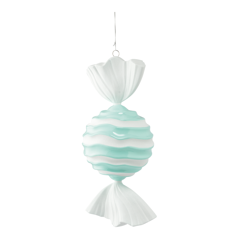 Bonbon, 46cm Ø 20cm aus Kunststoff, wellenförmig, beglittert, mit Hänger