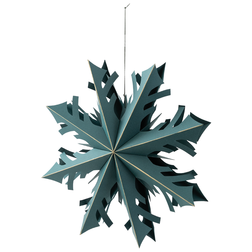 Snowflake, foldable, Ø 40cm out of paper, double-layered, with hanger, with magnetic closure