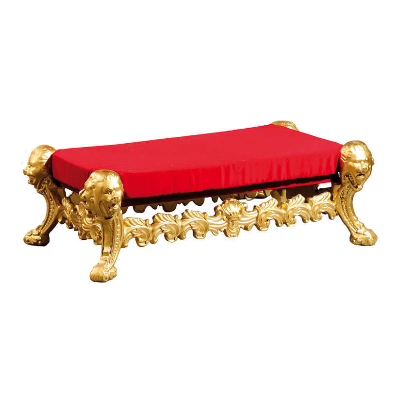 # Footstool, 87x52x29cm lavish decorated with lion heads, cushioned, velvet cover